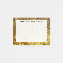 Notas Post-it® Monograma con remolinos de falso oro y negro marmo