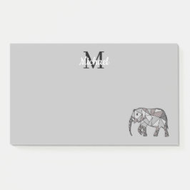 Notas Post-it® Monograma Cute Graphics Elephant Personalizado Neg