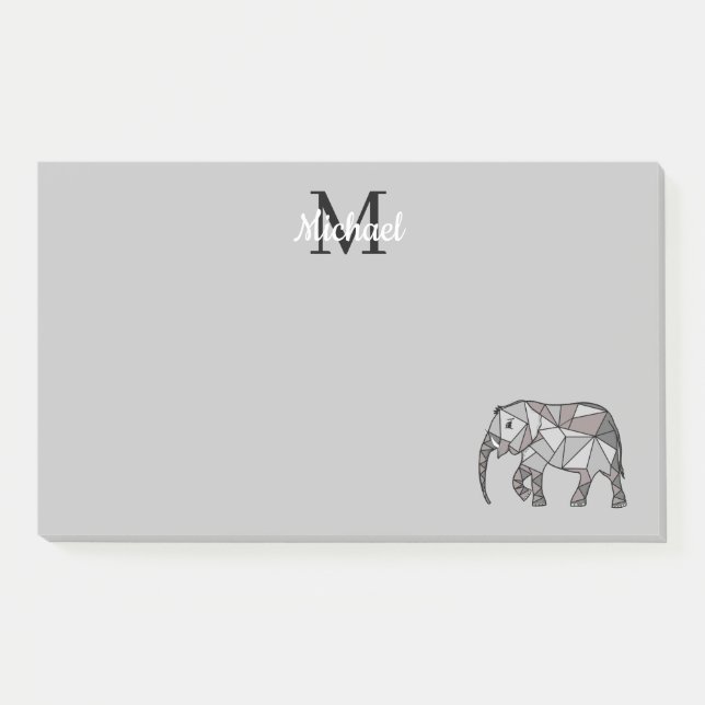 Notas Post-it® Monograma Cute Graphics Elephant Personalizado Neg (Anverso)