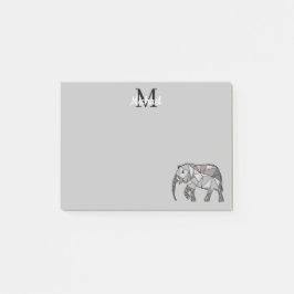 Notas Post-it® Monograma Cute Graphics Elephant Personalizado Neg