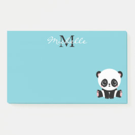 Notas Post-it® Monograma Cute Panda Goma de burbuja personalizada