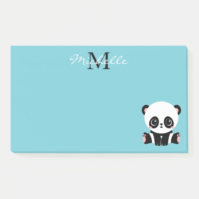 Notas Post-it® Monograma Cute Panda Goma de burbuja personalizada (Anverso)