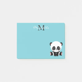 Notas Post-it® Monograma Cute Panda Goma de burbuja personalizada