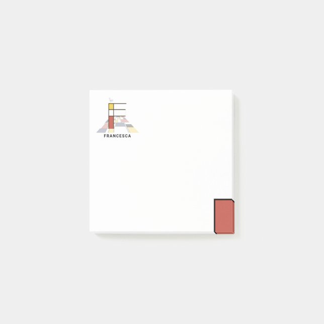 Notas Post-it® Monograma de arte moderno único. Letra F (Anverso)