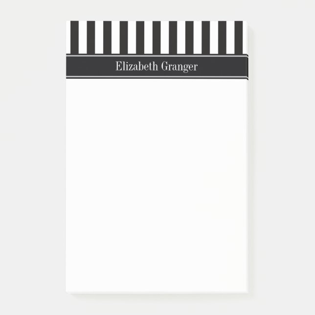 Notas Post-it® Monograma de Black Name Black Stripe Black (Anverso)