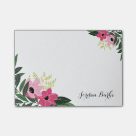 Notas Post-it® Monograma de borde floral de moda