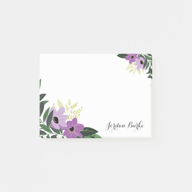 Notas Post-it® Monograma de borde floral de moda (Anverso)