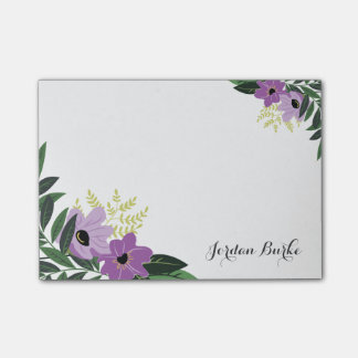 Notas Post-it® Monograma de borde floral de moda