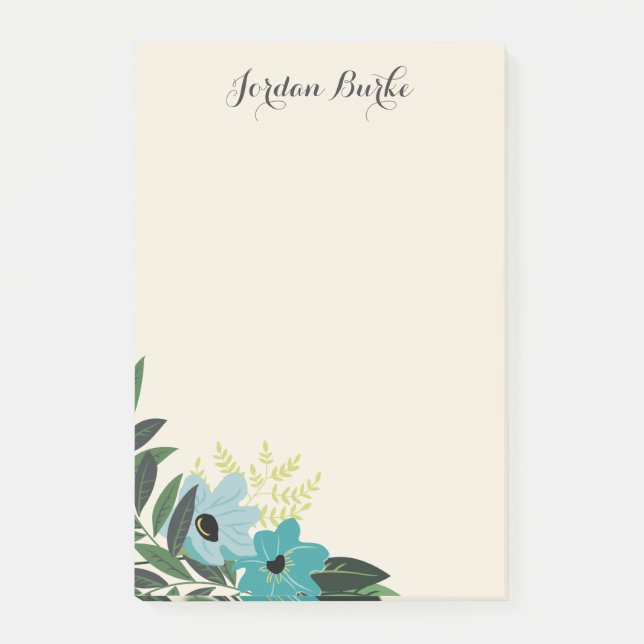 Notas Post-it® Monograma de borde floral de moda (Anverso)