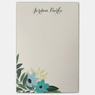 Notas Post-it® Monograma de borde floral de moda
