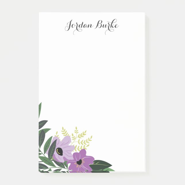 Notas Post-it® Monograma de borde floral de moda (Anverso)