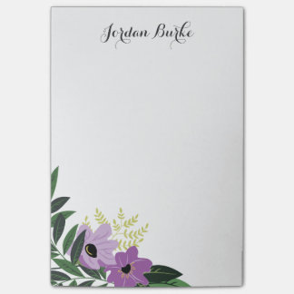 Notas Post-it® Monograma de borde floral de moda