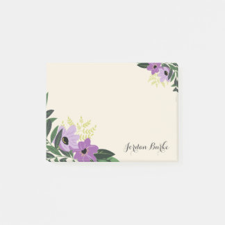 Notas Post-it® Monograma de borde floral de moda