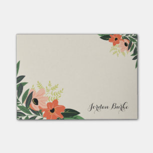 Notas Post-it® Monograma de borde floral de moda