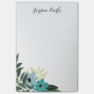 Notas Post-it® Monograma de borde floral de moda