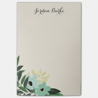 Notas Post-it® Monograma de borde floral de moda