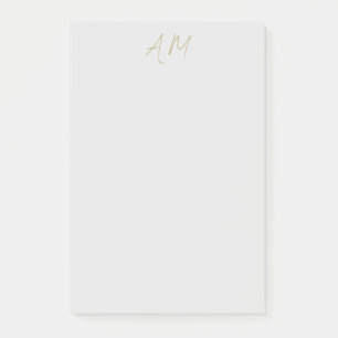 Notas Post-it® Monograma de color dorado Iniciales caligrafía Pro