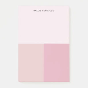 Notas Post-it® Monograma de colorblock rosa pálido pastel