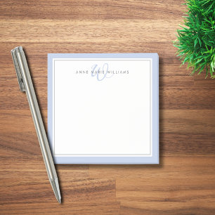 Notas Post-it® Monograma de dos bordes de escritura azul minimali
