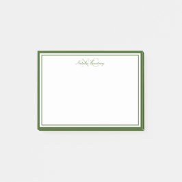 Notas Post-it® Monograma de dos bordes de musgo verde de escritur