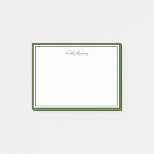 Notas Post-it® Monograma de dos bordes de musgo verde de escritur