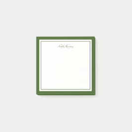 Notas Post-it® Monograma de dos bordes de musgo verde de escritur