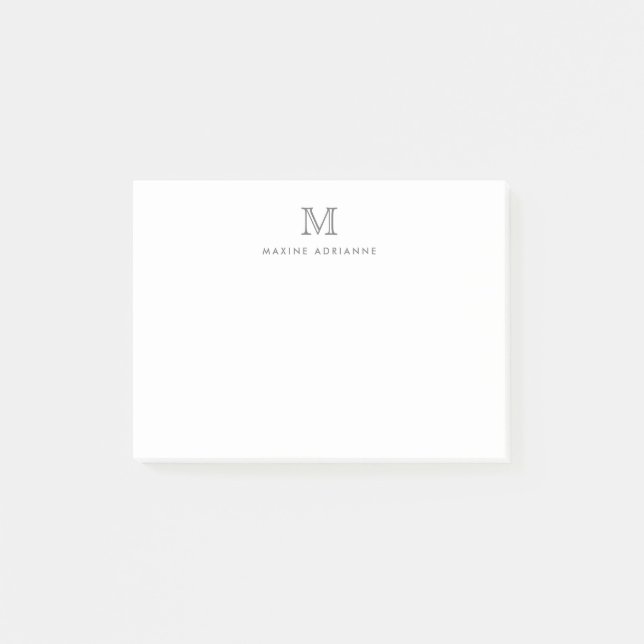 Notas Post-it® Monograma de gris plateado de Moda Giral Moderna (Anverso)