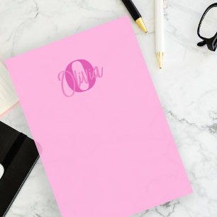 Notas Post-it® Monograma de guión de moda rosada monocromo de Gua
