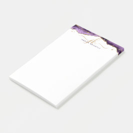 Notas Post-it® Monograma de guión de Purpurina de oro de Geode Pu