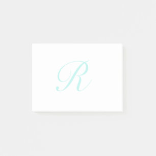 Notas Post-it® Monograma de guión personalizar, Verde azulado cla