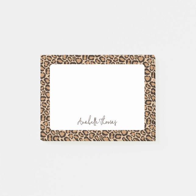 Notas Post-it® Monograma de Impresión de Leopardo (Anverso)