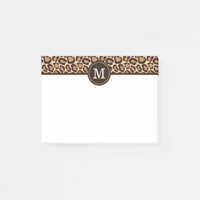Notas Post-it® Monograma de impresión leopardo y Personalizado ma (Anverso)