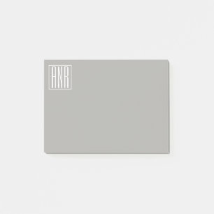 Notas Post-it® Monograma de Iniciales Blanco Sobre Gris Claro