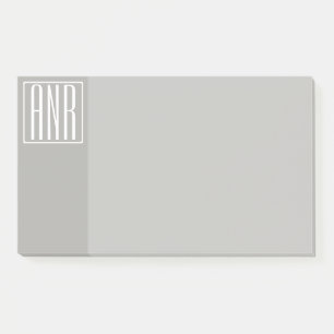 Notas Post-it® Monograma de Iniciales Blanco Sobre Gris Claro