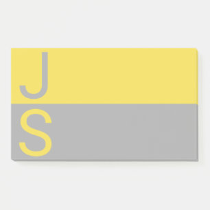 Notas Post-it® Monograma de iniciativas modernas amarillas y gris