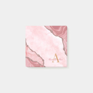 Notas Post-it® Monograma de la agonía de oro rosado Rubor de mod