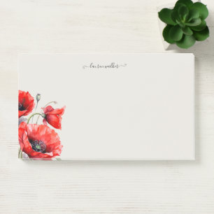 Notas Post-it® Monograma de la amapola roja