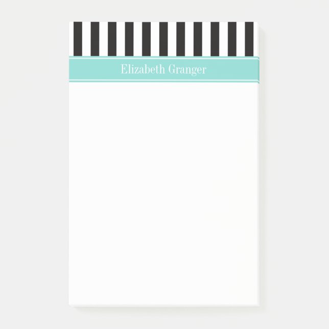 Notas Post-it® Monograma de la cinta turquesa de banda blanca neg (Anverso)
