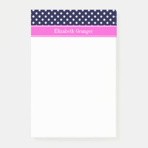 Notas Post-it® Monograma de lazo rosado caliente con puntos de po