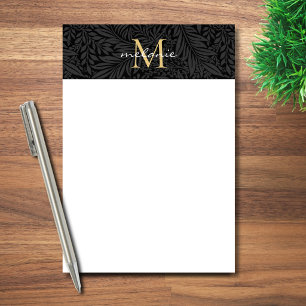 Notas Post-it® Monograma de letra script floral dorado negro eleg