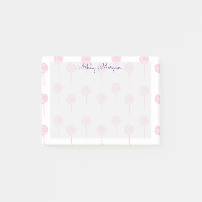 Notas Post-it® monograma de moda de los dulces rosados (Anverso)