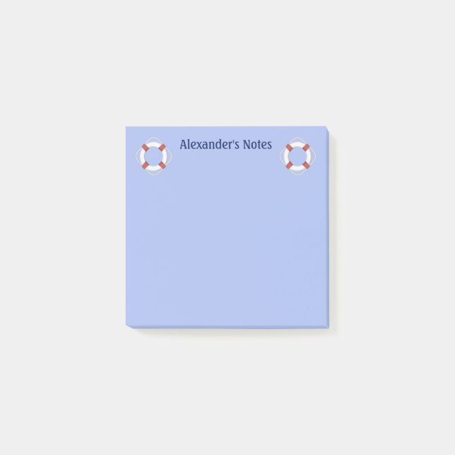 Notas Post-it® Monograma de Navy Blue Nautical Lifesaver (Anverso)