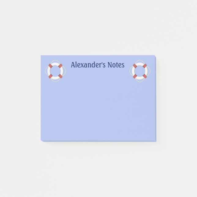 Notas Post-it® Monograma de Navy Blue Nautical Lifesaver (Anverso)