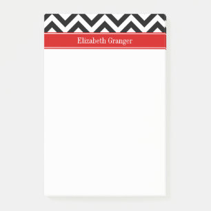 Notas Post-it® Monograma de nombre rojo LG blanco negro