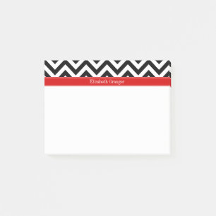 Notas Post-it® Monograma de nombre rojo LG blanco negro