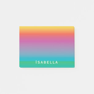 Notas Post-it® Monograma de ormbre de gradiente de arcoiris cúbic