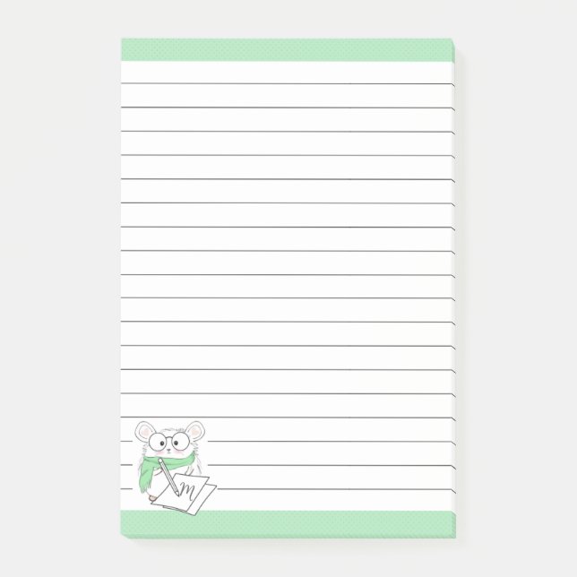 Notas Post-it® Monograma de pequeño martillo suave verde (Anverso)
