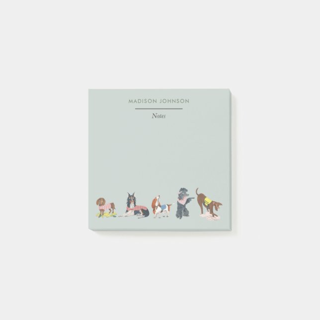 Notas Post-it® Monograma de perros pequeños (Anverso)
