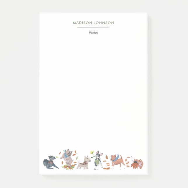 Notas Post-it® Monograma de perros pequeños (Anverso)