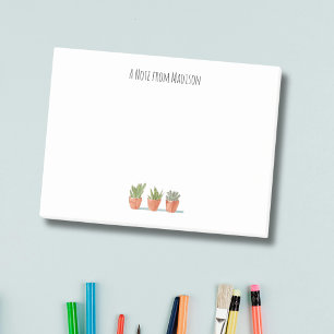 Notas Post-it® Monograma de planta en maceta de cactus al estilo 